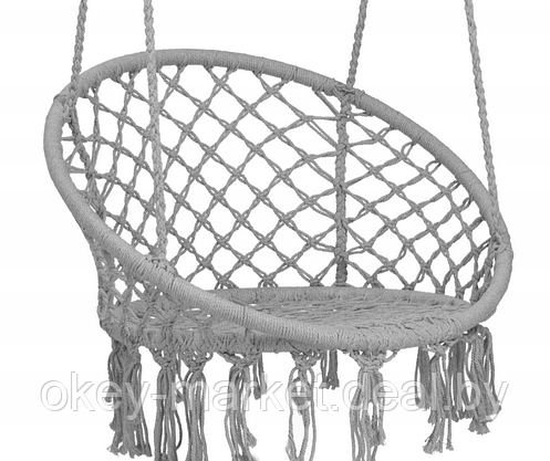Кресло качели гамак подвесные серые Boho 150 кг, фото 2