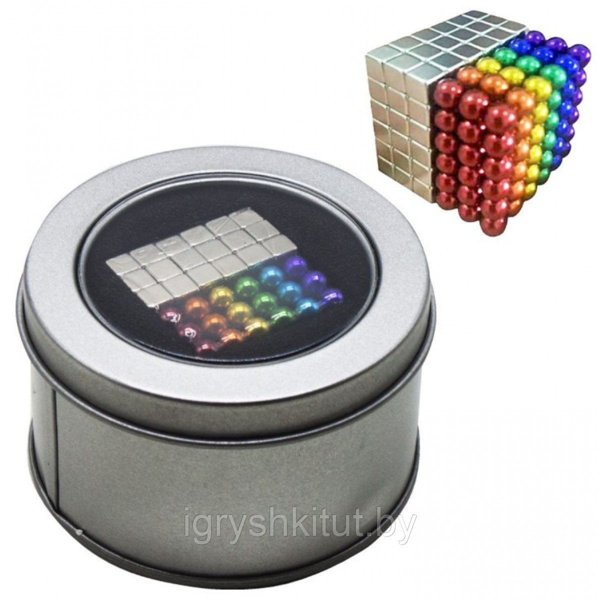 Магнитный конструктор разноцветный "Неокуб", Радуга + кубики 2в1