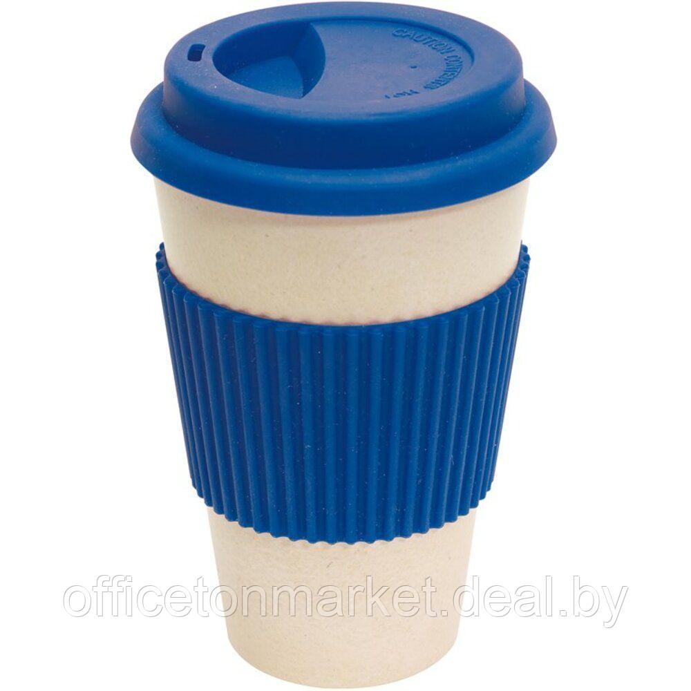 Кружка термическая "Geo Cup", бамбук, силикон, пластик, 400 мл, белый, синий - фото 1 - id-p147896577