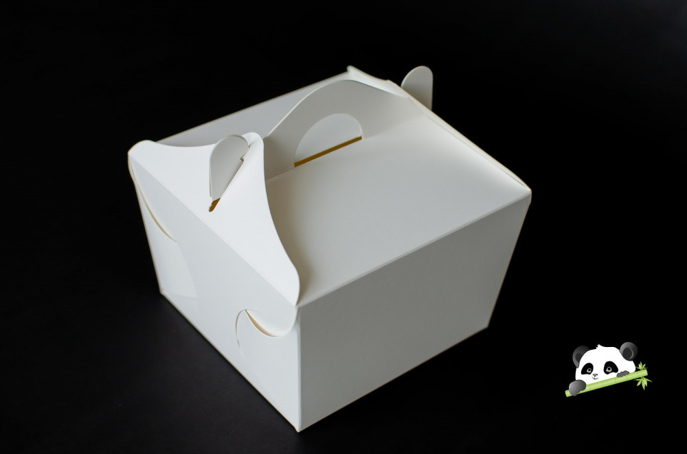 Упаковка с ручками для "Бенто-торта" 120х120х85 белая, фото 1