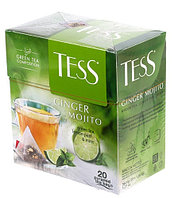 Чай Tess 36 г, 20 пакетиков-пирамидок, Ginger Mojito, чай зеленый с цедрой лимона и мятой