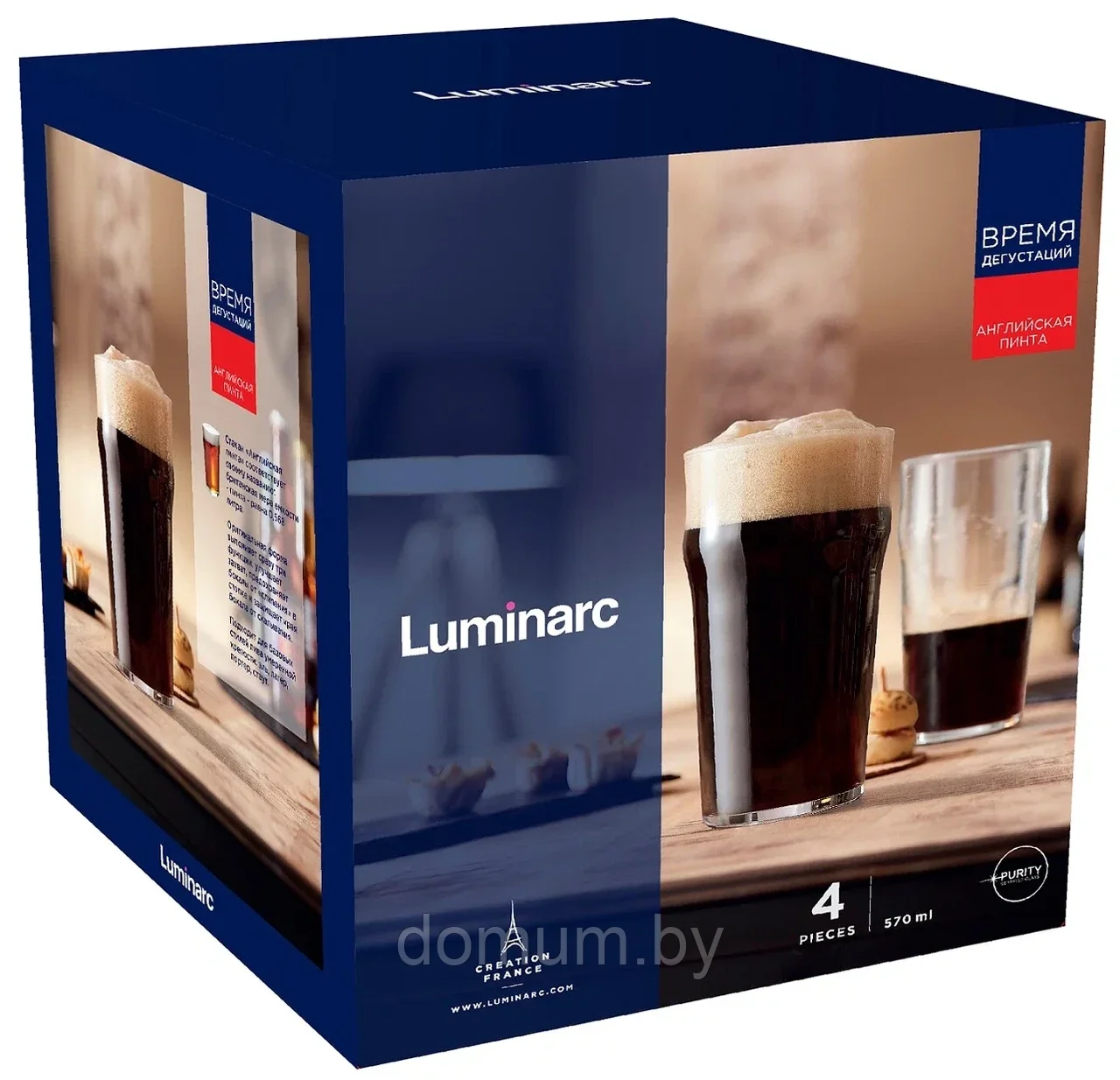 Набор стаканов для пива 570мл Luminarc Tasting Time Nonic (4 шт) P9242 - фото 3 - id-p183091443
