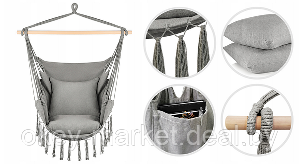 Подвесной гамак-кресло с двумя подушками в комплекте Mozano, фото 3