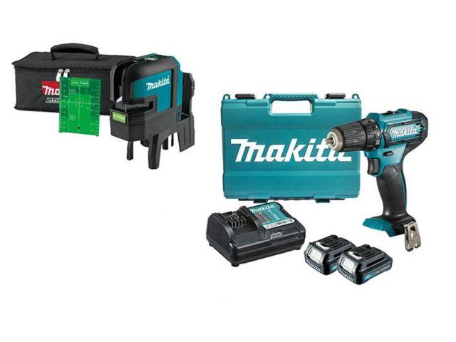 Нивелир лазерный MAKITA SK 106 GDZ в сумке + АКЦИЯ(дрель-шуруповерт) (проекция: крест, до 35 м, +/- 0.30 мм/м, - фото 1 - id-p183110848