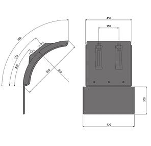 Крыло короткое пластиковое 450х670х700х670 мм с брызговиком 300х520 мм и кронштейнами 40/42 мм (Koegel), Suer, фото 2