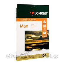 Фотобумага матовая для струйной фотопечати "Lomond", A4, 100 листов, 120 г/м2
