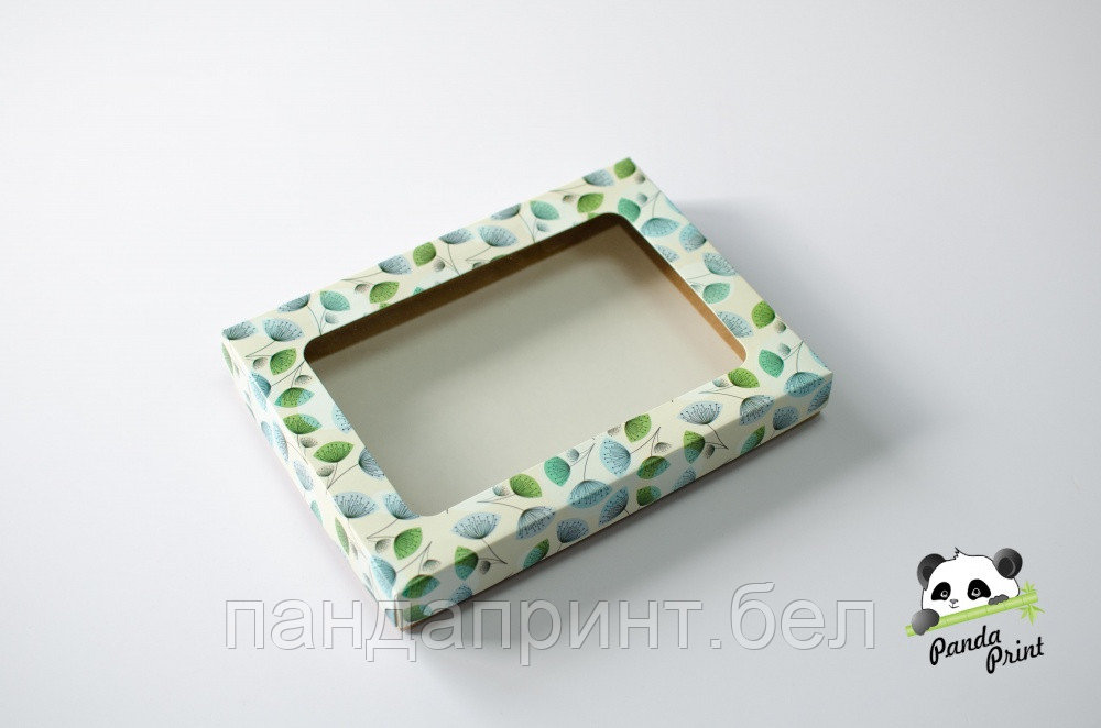 Коробка с прозрачным окном 220х160х30 Цветные одуванчики (крафт дно)