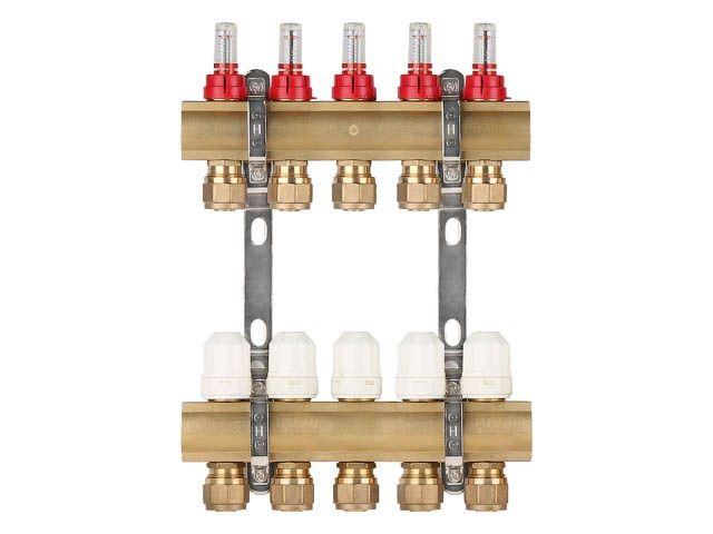 Коллекторная группа AVE777, 5 вых. AV Engineering (PRO серия Для теплого пола и водоснабжения)