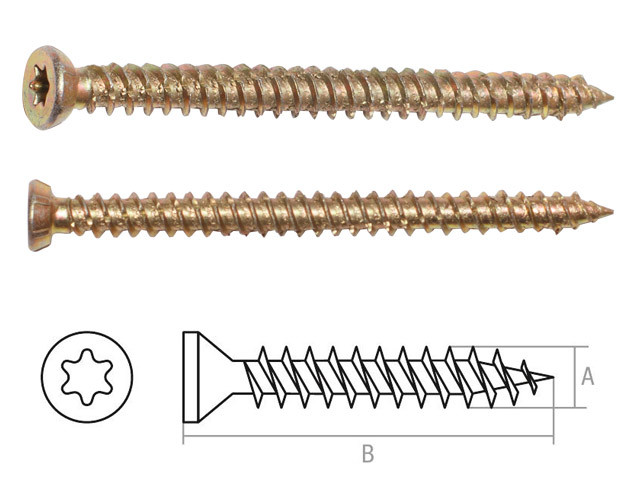 Шуруп по бетону 7.5х152 мм желтый цинк, T30 (5 кг) STARFIX - фото 1 - id-p183159260