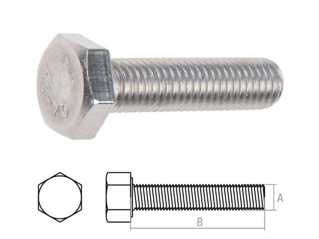 Болт М12х30 шестигр., нерж.сталь (А2), DIN 933 (50 шт в карт. уп.) (STARFIX)