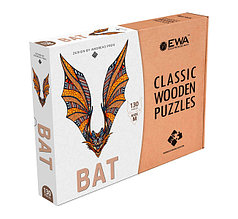 Летучая мышь в крафтовой упаковке размер M. Деревянный пазл EWA, 130 элементов