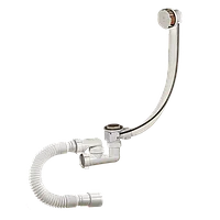 Сифон для ванны 1 1/2"х40 регулируемый, п/а, с переливом(пластик хром), гибкой трубой А-28089 (