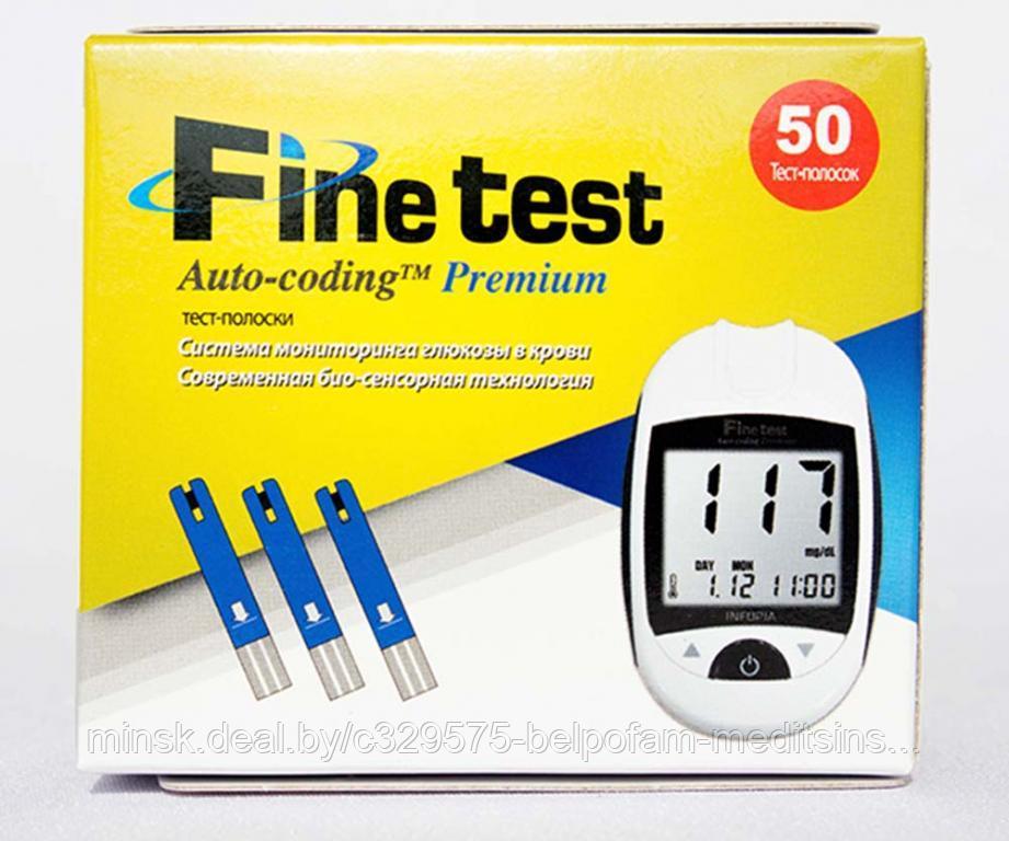 Тест-полоски Fine Test Auto-coding Premium для мониторинга глюкозы в крови, уп.50 шт.