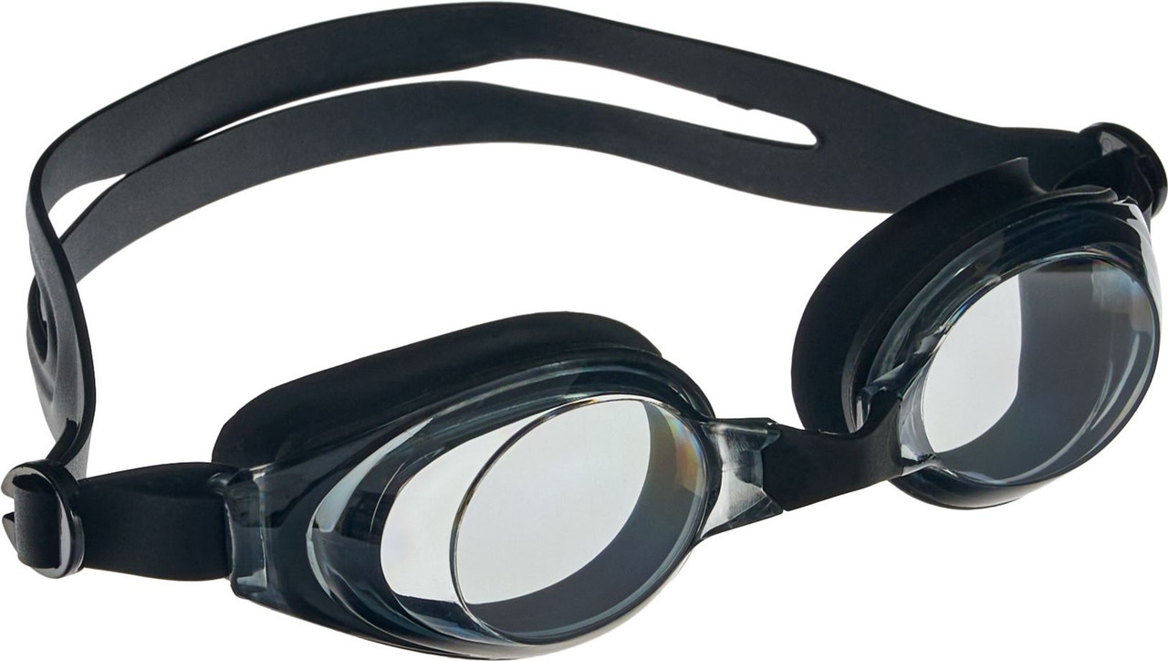 Очки для плавания, серия "Регуляр", черные, цвет линзы - серый