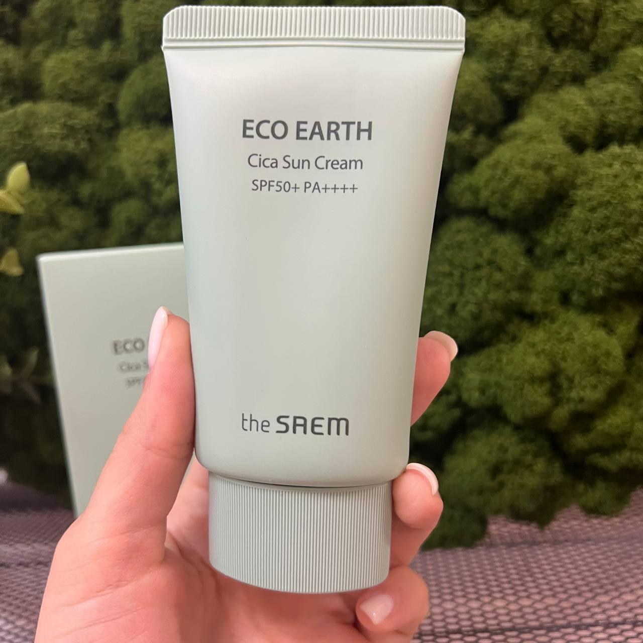 Солнцезащитный крем для чувствительной кожи The Saem Eco Earth Cica Sun Cream SPF 50+ PA++++ 50мл