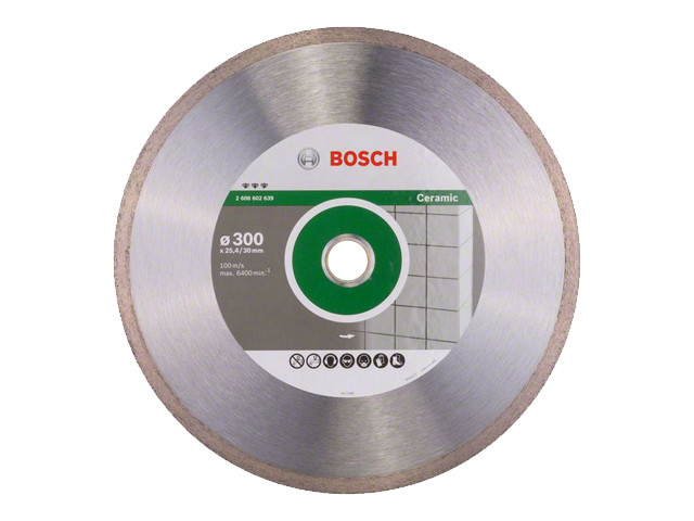 Алмазный круг 300х25.4/30 мм по керамике сплошн. BEST FOR CERAMIC BOSCH ( сухая/мокрая резка) - фото 1 - id-p183237498