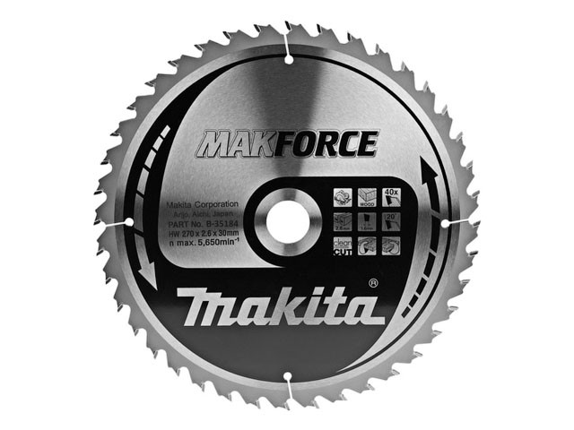 Диск пильный 270х30 мм 40 зуб. по дереву MAKFORCE MAKITA