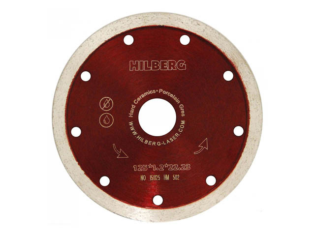 Алмазный круг 125х22,23 мм по керамике сплошн.ультратонкий HILBERG (1,2 мм) - фото 1 - id-p183240053