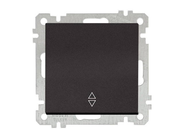 Выключатель проходной 1-клав. (скрытый, без рамки, пруж. зажим) черная, DARIA, MUTLUSAN (10 A, 250 V, IP 20) - фото 1 - id-p183248357