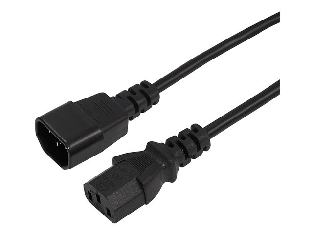 Шнур сетевой евро-разъём C13 - евро-разъём C14, кабель 3x0,75 мм кв., длина 1,5 метра (PE пакет) REX (REXANT) - фото 1 - id-p183249990