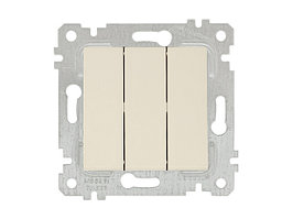 Выключатель 3-клав. (скрытый, без рамки, винт. зажим) кремовы, RITA, MUTLUSAN (10 A, 250 V, IP 20)