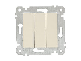 Выключатель 3-клав. (скрытый, без рамки, пруж. зажим) кремовый, RITA, MUTLUSAN (10 A, 250 V, IP 20)