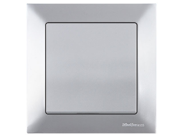 Выключатель 1-клав. двухполюсный (скрытый, винт. зажим) серебро, DARIA, MUTLUSAN (10 A, 250 V, IP 20) - фото 1 - id-p183249158
