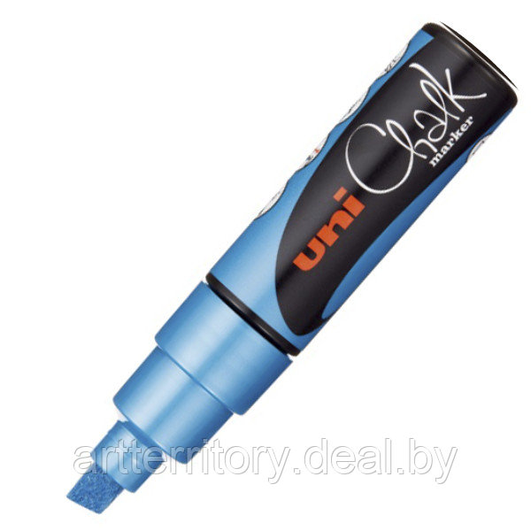 Маркер на меловой основе Mitsubishi Pencil CHALK, 8мм. (скошенный наконечник) (синий металлик) - фото 1 - id-p183270344