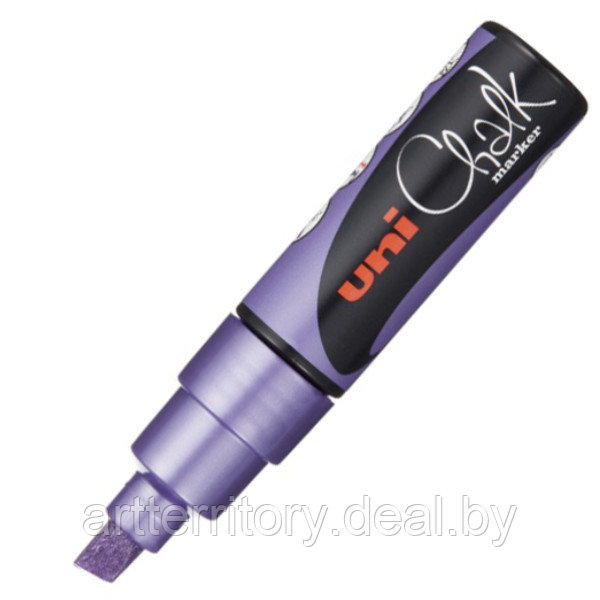 Маркер на меловой основе Mitsubishi Pencil CHALK, 8мм. (скошенный наконечник) (фиолетовый металлик) - фото 1 - id-p183270346