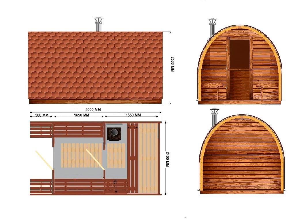 Баня из кедра "Викинг 2т" 2,4х4,0м на 2 помещения с террасой - фото 8 - id-p175122186