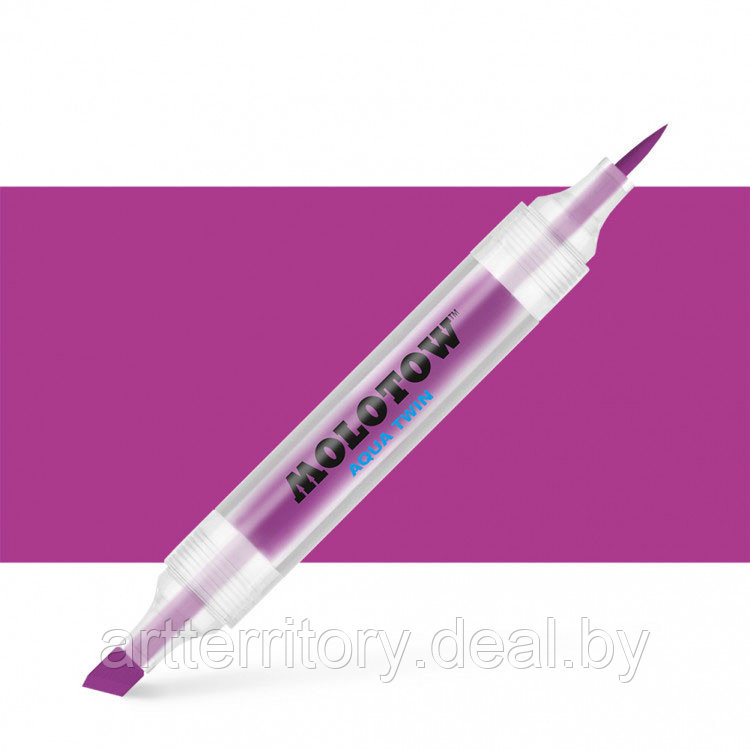 Маркер акварельный двусторонний AQUA TWIN (перо-кисть 1 мм, перо 2-6мм) (фиолетовый) - фото 1 - id-p183256560