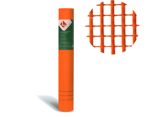 Стеклосетка штукатурная 5х5, 1мх50м, 1300Н, оранжевая, DIY (разрывная нагрузка 1300Н/м2) (LIHTAR) - фото 1 - id-p183284183