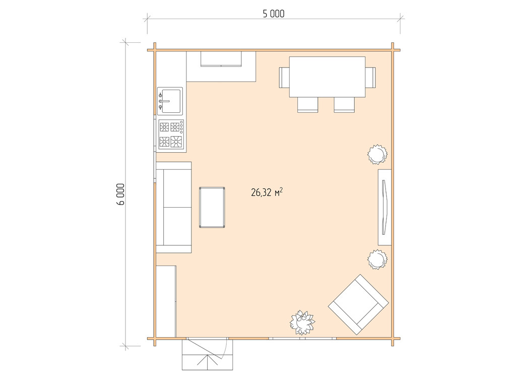 Дом дачный из бруса 5,0х7,5м (ДСН 5х6 тп), с навесом 1,5м. - фото 2 - id-p108280804