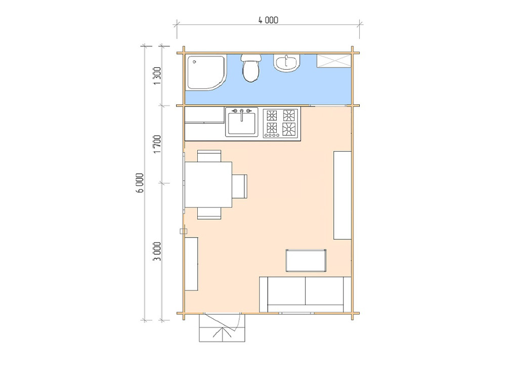 Дом дачный из бруса 4,0х7,5м (ДСН 4х6 тп), с навесом 1,5м. - фото 2 - id-p108280817