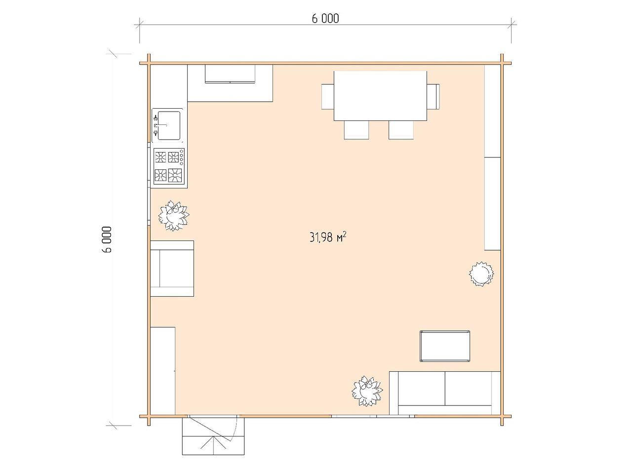 Дом дачный из бруса 6х6 (ДС 6х6 тп) - фото 3 - id-p108280836