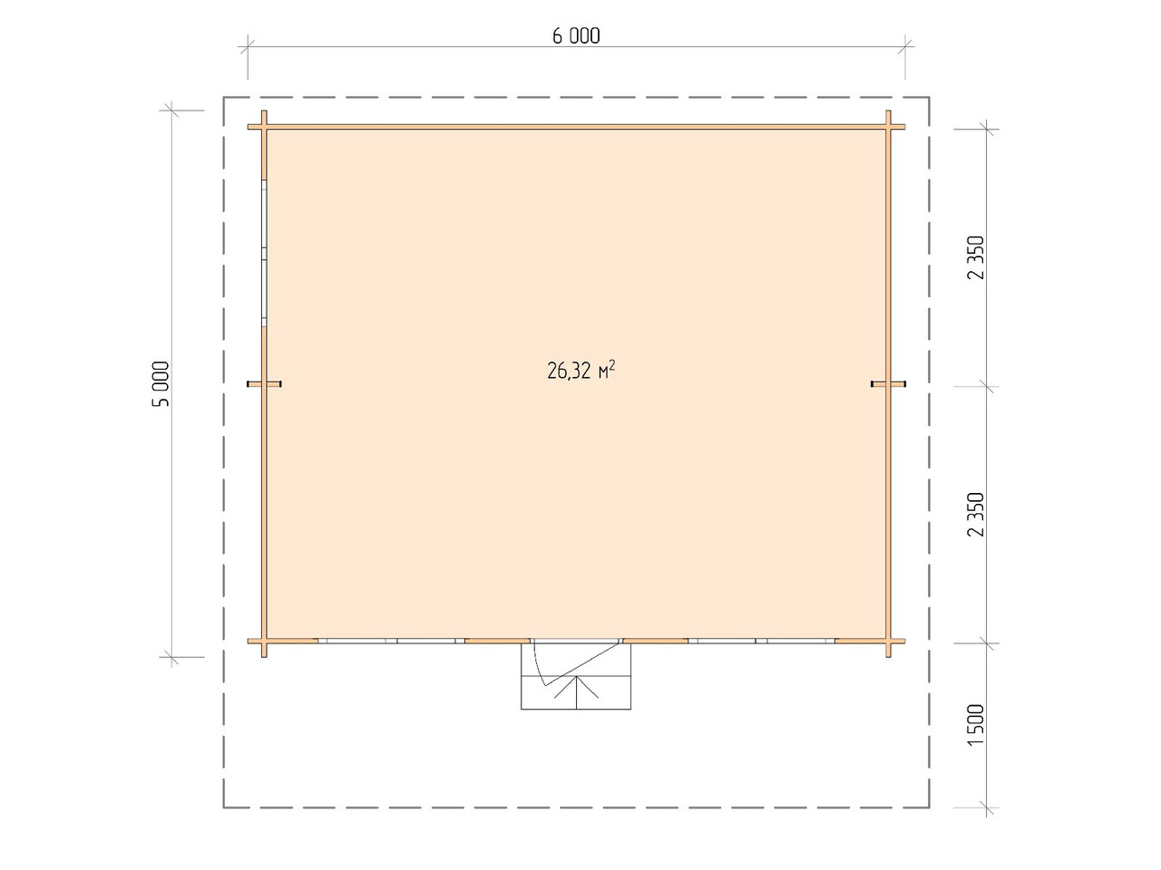 Дом дачный из бруса 6,0х6,5м (ДСН 6х5тп), с навесом 1,5м. - фото 4 - id-p129575137