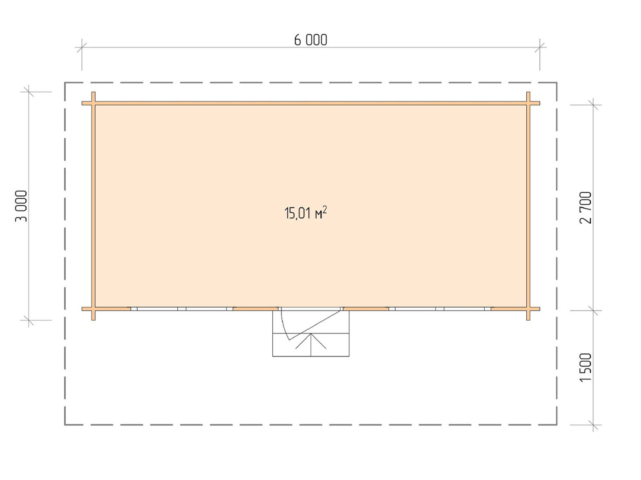 Дачный домик из бруса 6,0х4,5м (ДСН 6х3 тп), с навесом 1,5м. - фото 2 - id-p129575139
