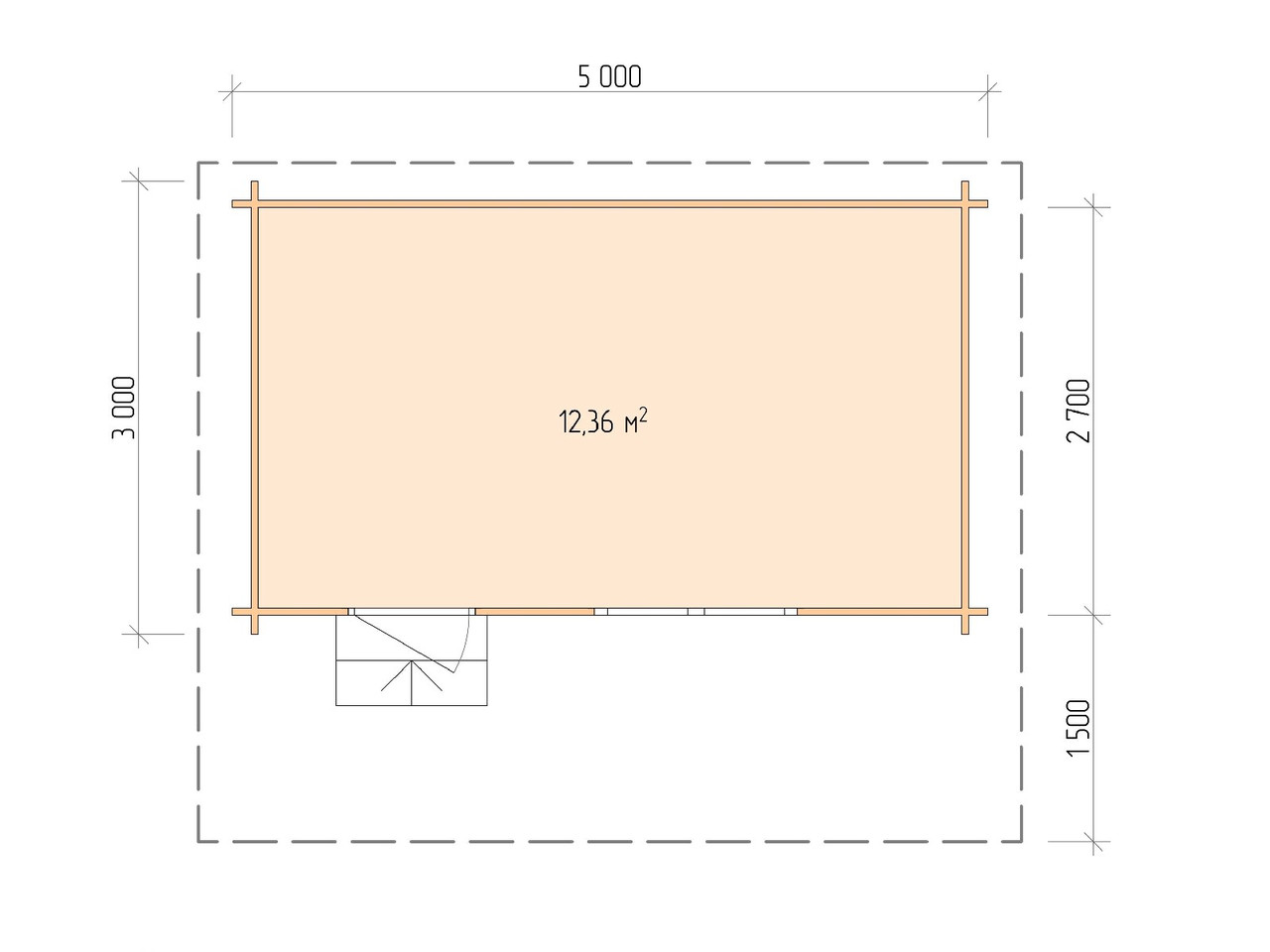 Дачный домик из бруса 5,0х4,5м (ДСН 5х3 тп), с навесом 1,5м. - фото 2 - id-p129575141