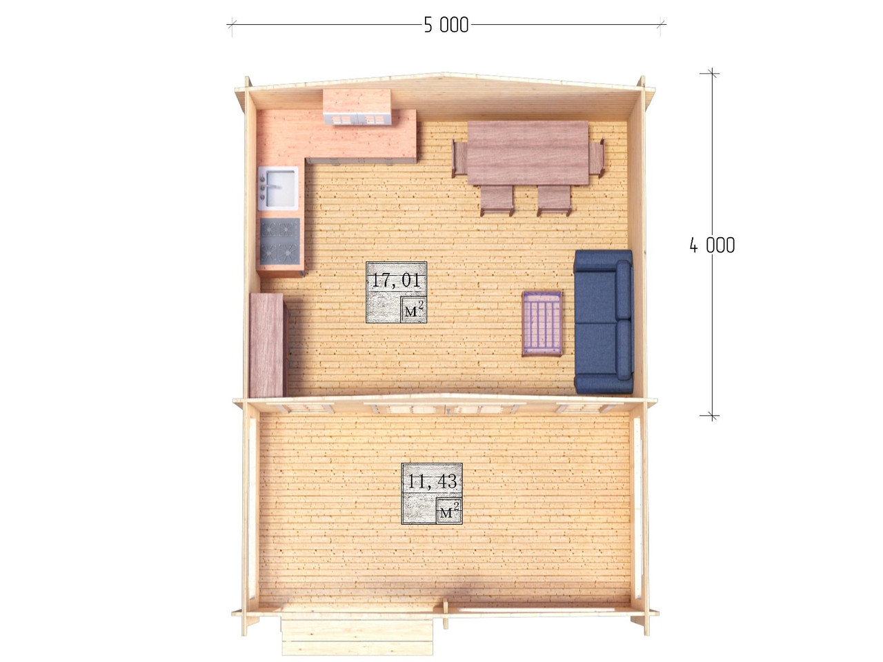 Дачный домик из бруса 5,0х6,5м (ДСВ 5,0х4,0 тп), с верандой 2,5м. - фото 3 - id-p129575150
