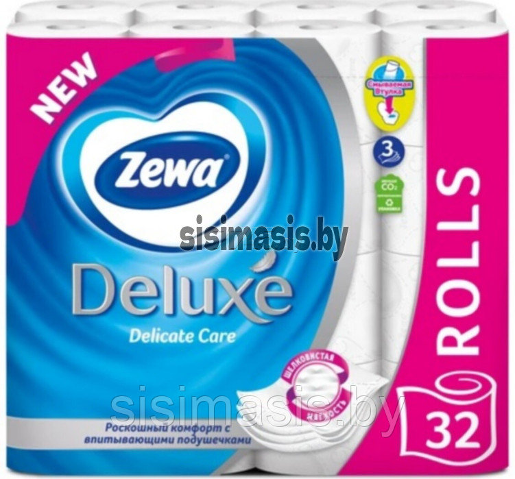 Бумага туалетная ZEWA Deluxe белая 3 слоя 32 рулона