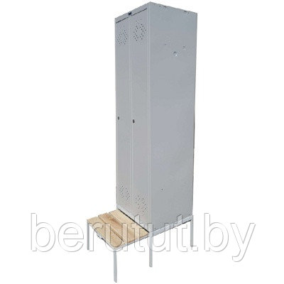 Шкаф для раздевалок / Шкаф металлический для раздевалок ПРАКТИК LS-21-60 с выдвижной скамейкой ЛДСП - фото 1 - id-p183305111