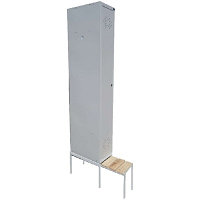 Шкаф для раздевалок / Шкаф металлический для раздевалок ПРАКТИК LS-01 с выдвижной скамейкой ЛДСП