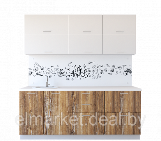 Готовая кухня Артём-Мебель Яна--Ш СН-114 без стекла (ДСП) 2,4м белый/дуб юккон - фото 1 - id-p183306026