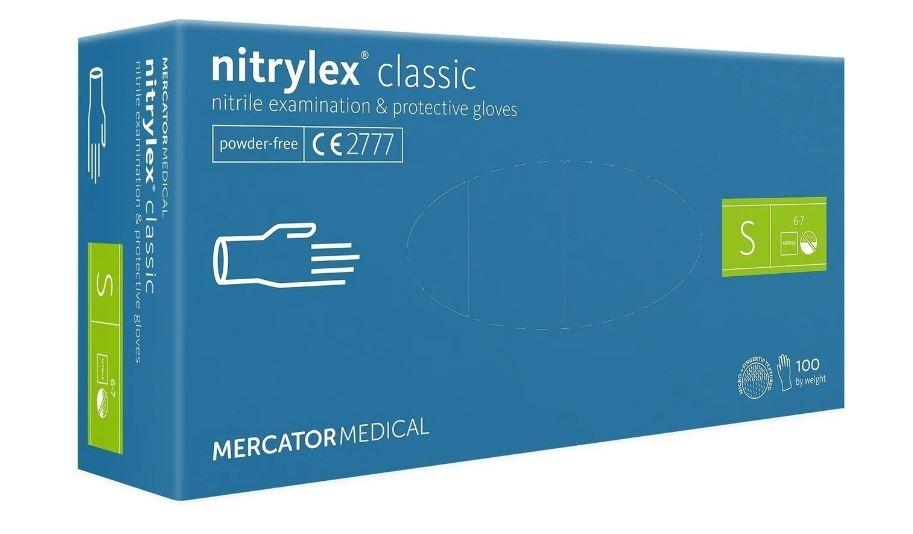 Перчатки Nitrylex classic нитриловые S голубые 50пар/100шт