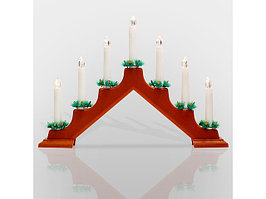 Новогодняя горка 7 свечек, цвет корпуса: Красный, цвет свечения: ТЕПЛЫЙ БЕЛЫЙ (Применяется для эксплуатации в