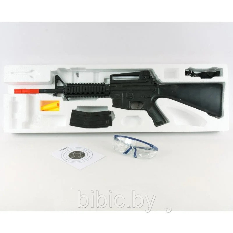 Детская игровая пневматическая винтовка М16ВА с мишенью, пулями и очками для игры детей, мальчиков, подростков - фото 2 - id-p183316676