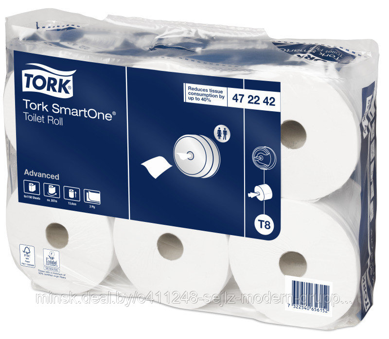 Туалетная бумага в рулонах Tork SmartOne®, арт. 472242 - фото 1 - id-p183317041