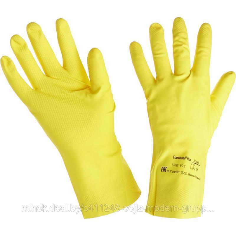 Перчатки хозяйственные Ansell Alpha Tec XL (Econohands Plus) 87-190, (9,5-10 (ХL)), латекс, желтые - фото 1 - id-p183317253