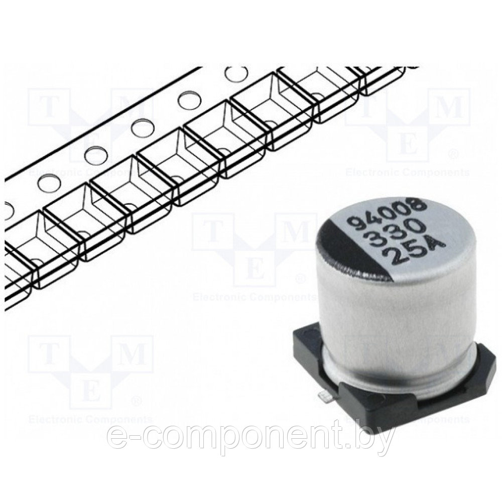 Конденсатор электролитический SMD SAMWHA CA1E337M10010VR (CA1E337M10010VR) - фото 1 - id-p183319574