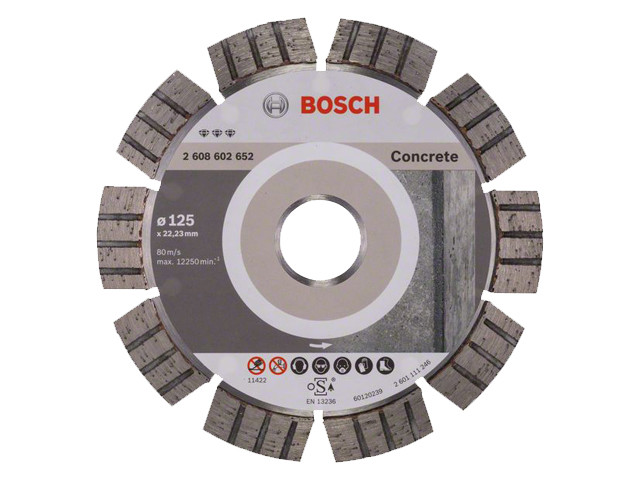 Алмазный круг 125х22 мм по бетону сегмент. Turbo BEST FOR CONCRETE BOSCH (сухая резка) - фото 1 - id-p183339187